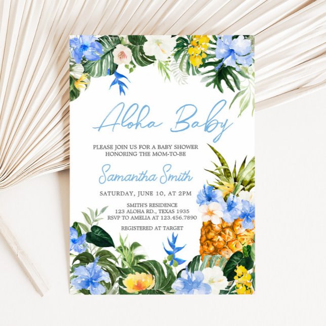 Convite Aloha Pineapple Baby Shower (Aloha Baby Shower Invitation)