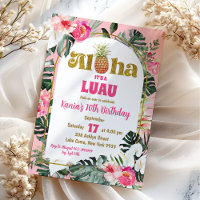 Aloha Pink Tropical Floral Abacaxi Aloha Aniversár