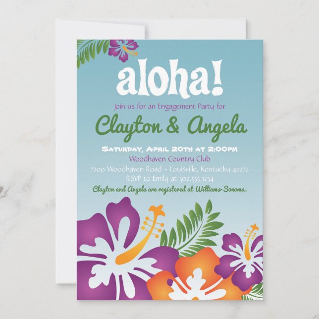 Convite Aloha Summer Luau (Frente)