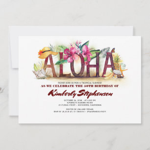 Convite Aloha Tropical Beach   Pineapple Havaiana Birthday