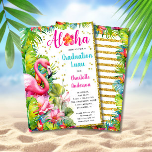 Convite Aloha Tropical Luau Festa de formatura