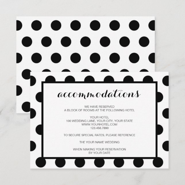 Convite Alojamentos de Casamento| Gabinete Black Classic (Frente/Verso)