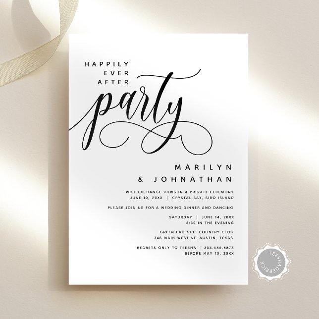 Convite Alopemento de Casamento Moderno Feliz Sempre Depoi (Modern Wedding Elopement Happily Ever After Party Invitation Card, Digital Download, Celebration)
