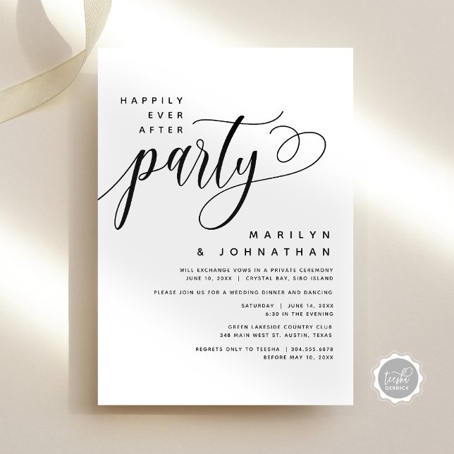 Convite Alopemento de Casamento Moderno Feliz Sempre Depoi (Modern Wedding Elopement Happily Ever After Party Invitation Card, Digital Download or Printed Copy)