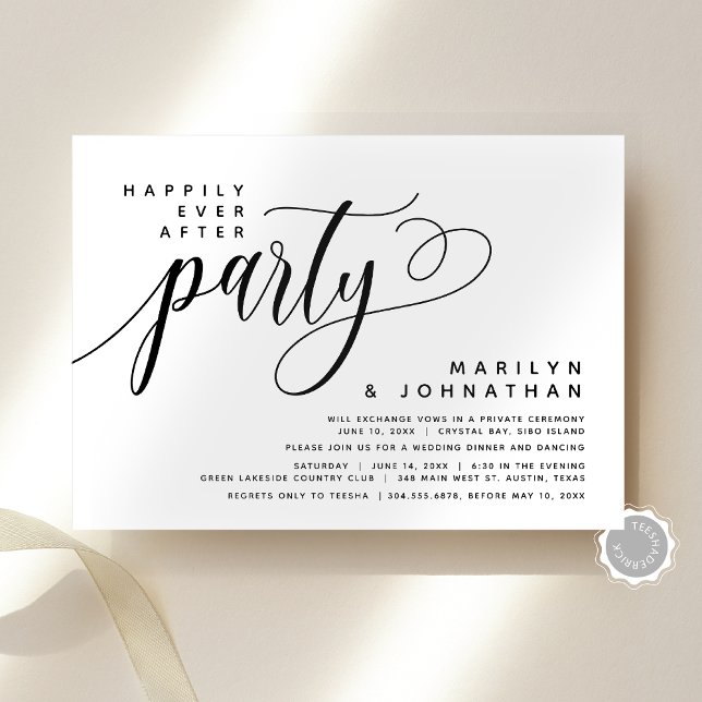 Convite Alopemento de Casamento Moderno Feliz Sempre Depoi (Modern Wedding Elopement Happily Ever After Party Invitation Card, Digital Download or Printed Copy)