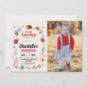 Convite Alovebug Birthday Girls Love Inseto Ladybird Fotog