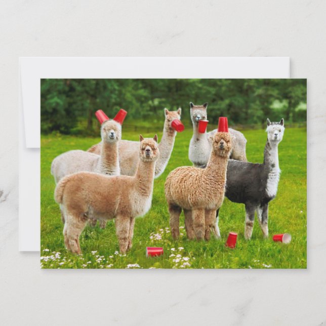 Convite Alpacas com Copas Vermelhas (Frente)