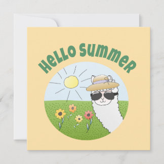 Convite Alpaka-Party Hello Summer Alpaca partytime