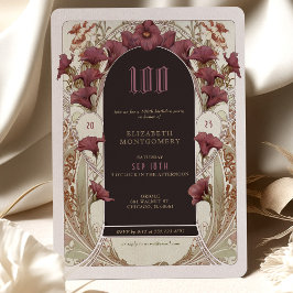 Convite Alphonse Mucha 100º aniversário Art Nouveau Foliag