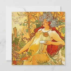 Convite Alphonse Mucha Art Nouveau Autumn
