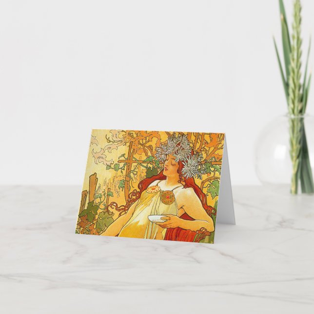 Convite Alphonse Mucha Art Nouveau Autumn (Frente)