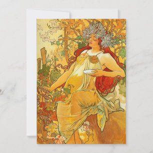 Convite Alphonse Mucha Art Nouveau Autumn