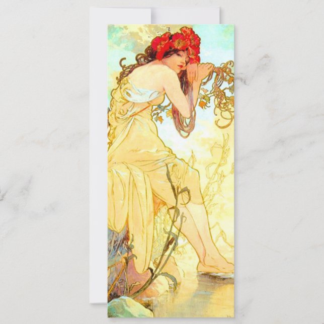 Convite Alphonse Mucha Art Nouveau Summer (Frente)
