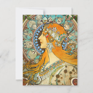 Convite Alphonse Mucha Art Nouveau Zodiac
