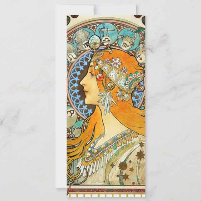 Convite Alphonse Mucha Arte Nova Zodíaco (Frente)