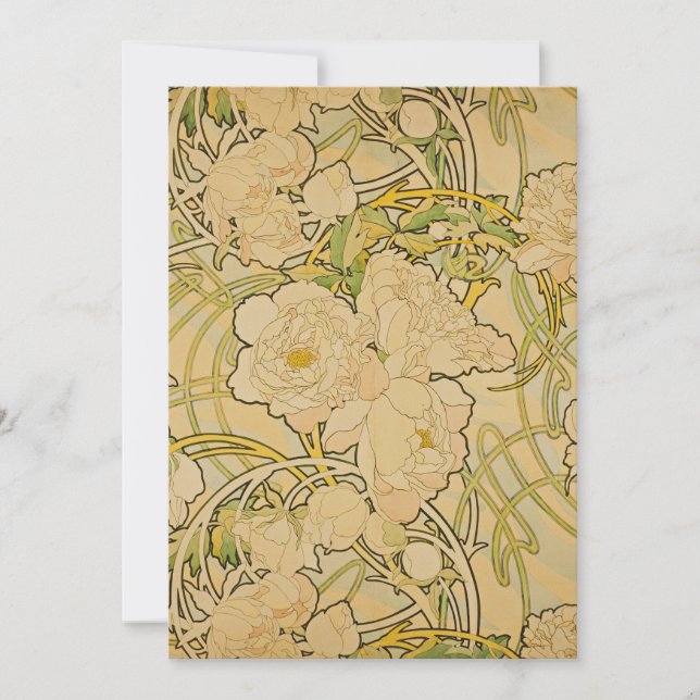 Convite Alphonse Mucha - peônias (Frente)