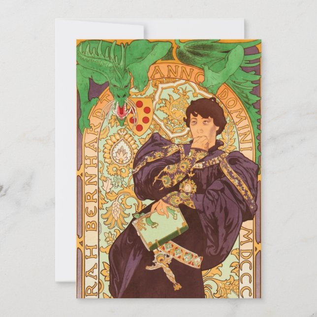 Convite Alphonse Mucha Prince e Dragon (Frente)