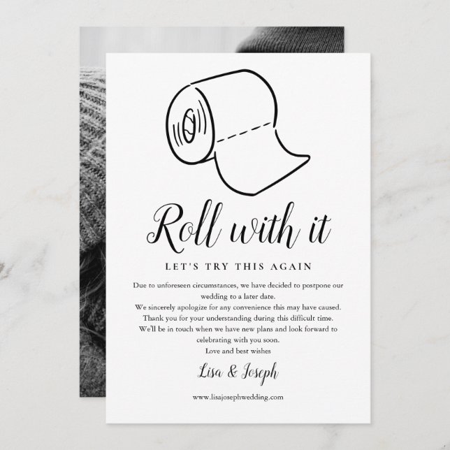 Convite Alteração de Data Adiada Evento Cancelado Foto (Frente/Verso)