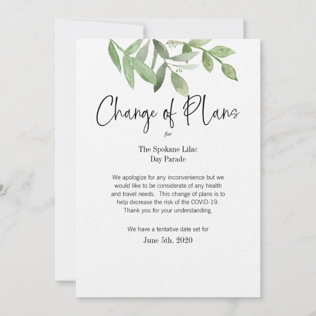 Convite Alteração de Data para Eventos (Frente)