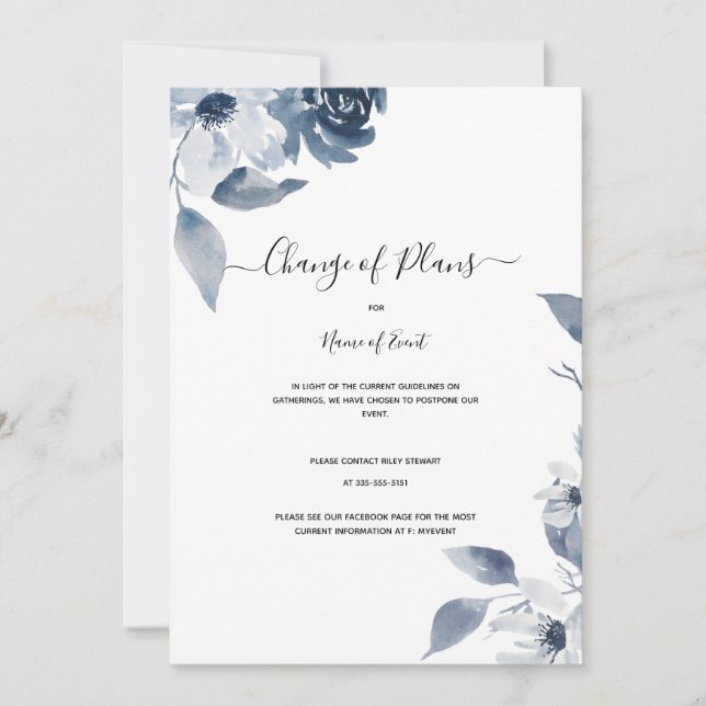 Convite Alteração de Planos, qualquer Cancelamento de Even (Frente)