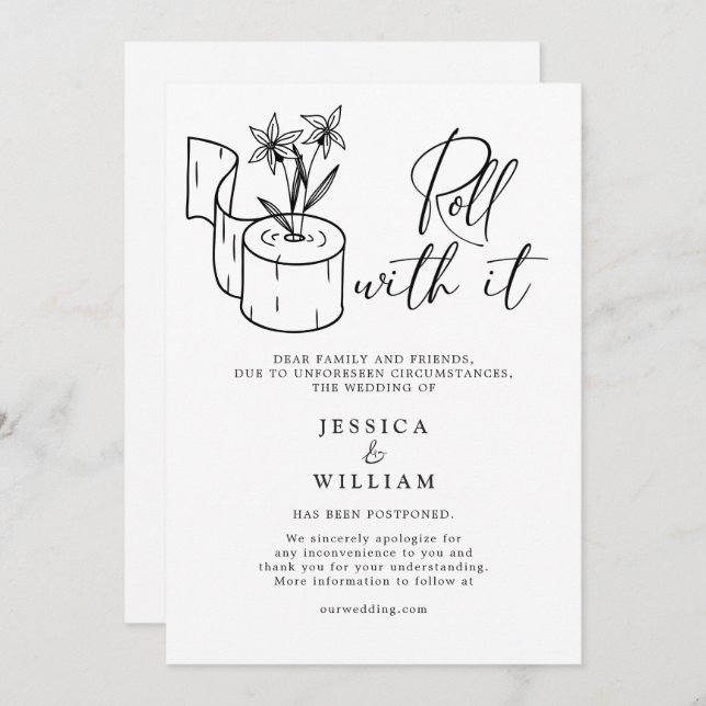 Convite Alteração Moderna de Data Adiada Evento Cancelado (Frente/Verso)