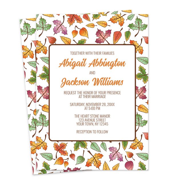 Convite Alterando Casamento outono de Folhas (Changing Leaves Fall Wedding Invitations from Artistically Invited on Zazzle.)