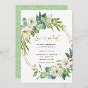 Convite Alterar a data Dourado e White floral Invitation