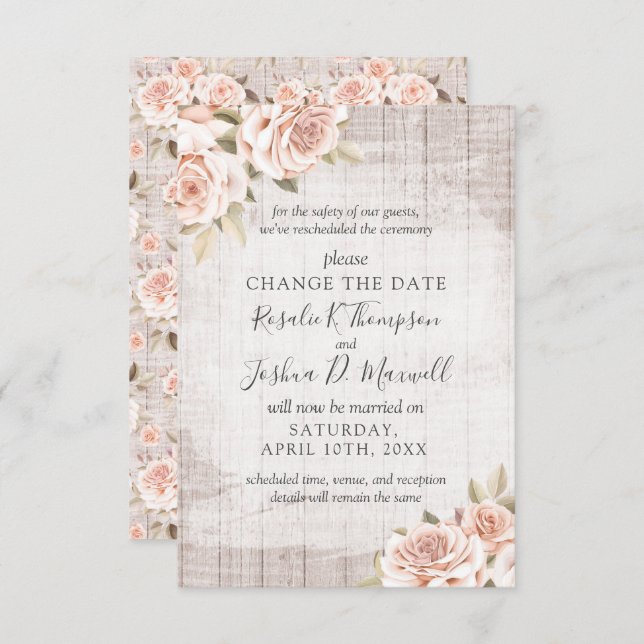 Convite Alterar A Data Em Que Os Rosas Russos Reprogramara (Frente/Verso)