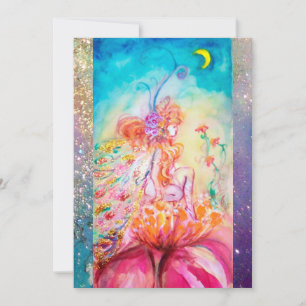 Convite ALTHEA, monograma rosa azul amarelo verde brilhos