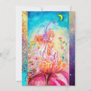 Convite ALTHEA, monograma rosa azul amarelo verde brilhos