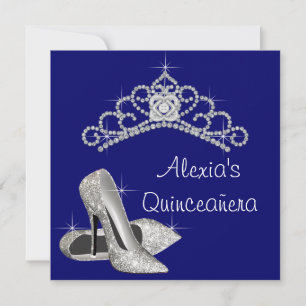 Convite Alto salto Tiara Royal Blue Quinceanera