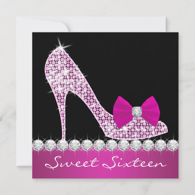 Convite Altos Heels Quentes, Cor-de-Rosa, Doce Dezesseis F (Frente)