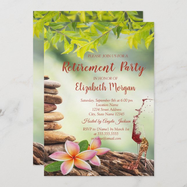 Convite Altura Elevada,Vidro,Cenário de Pedra Zen (Frente/Verso)