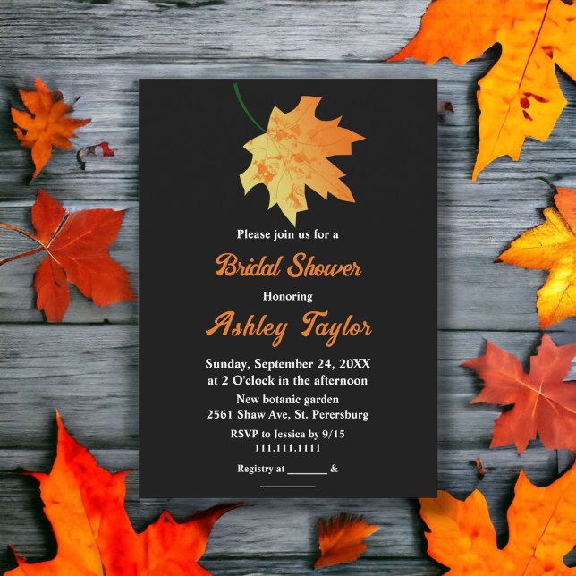 Convite Altura Laranja Elegante Deixa Chá de panela Preto (Criador carregado)