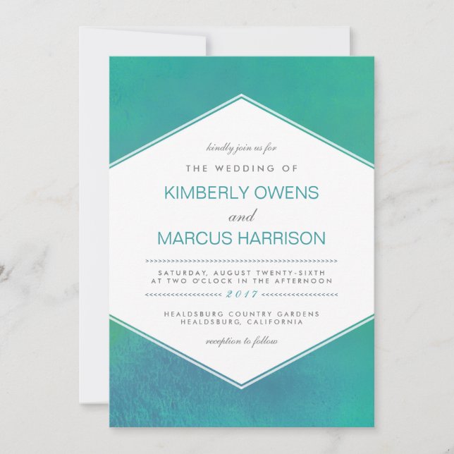 Convite Aluguel | Casamento Teal Green Watercolor (Frente)