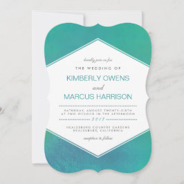 Convite Aluguel | Casamento Teal Green Watercolor