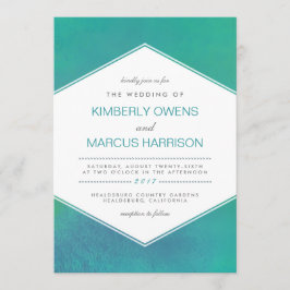 Convite Aluguel | Casamento Teal Green Watercolor