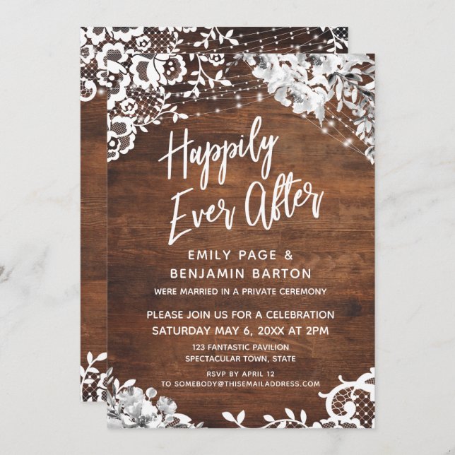 Convite Aluguel, Luzes e Floral na Madeira Feliz Para Semp (Frente/Verso)