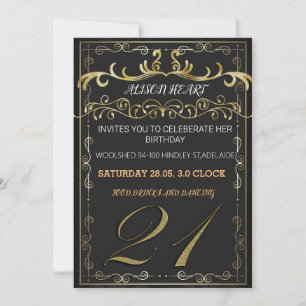 Convite Aluguel preto e ouro para celebrar