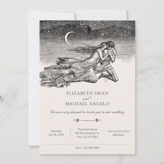 Convite Ama clássico amantes da mitologia da arte casament (Frente)