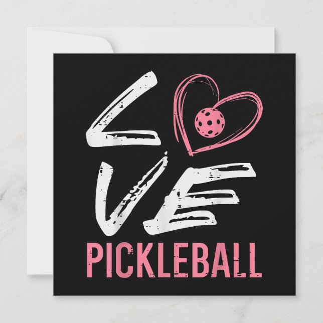 Convite Ama Pickleball Coração Picle Ball Mulheres Meninas (Frente)