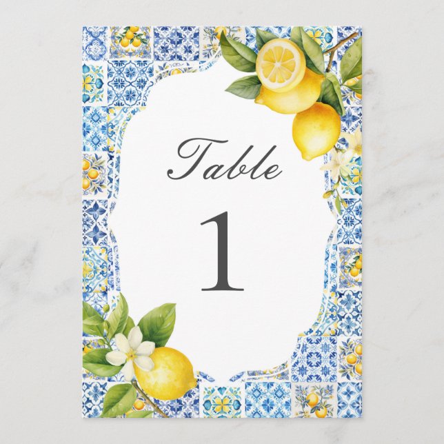 Convite Amalfi Coast Italian Lemon Table Numbers (Frente)