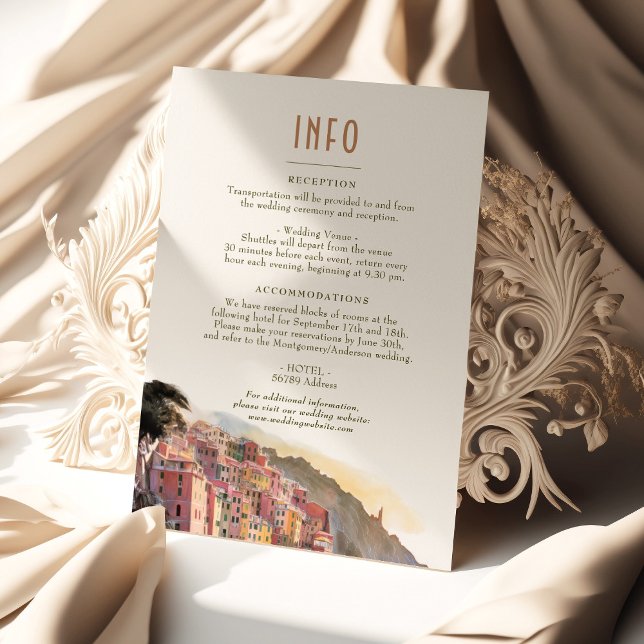 Convite Amalfi Coast Italy Destination Insert INFO Details (Criador carregado)