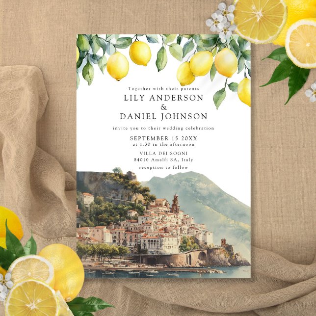 Convite Amalfi Coast Lemons Italian Wedding (Amalfi Coast Lemons Italian Wedding Invitation)