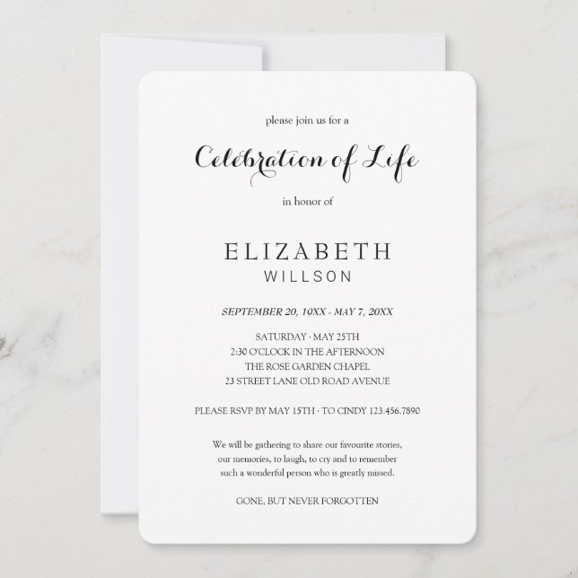 Convite Amando a Celebração da Memória do Funeral da Vida (Frente)