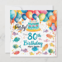 Amante da Pesca Aniversário de 80 anos Aquarela