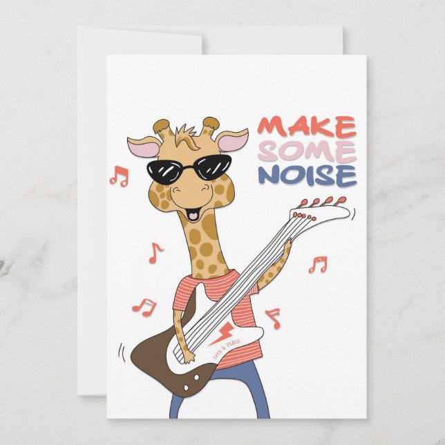 Convite Amante de Girafa Guitarra de Girafa Faça Algum Bar (Frente)