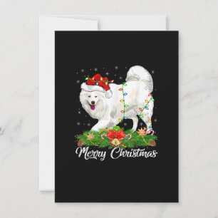 Convite Amante do Cão Samoyed com Chapéu de Papai Noel Sam