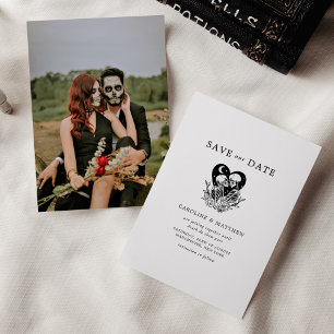 Convite Amantes Até a Morte Esqueletos e Rosas Casamento