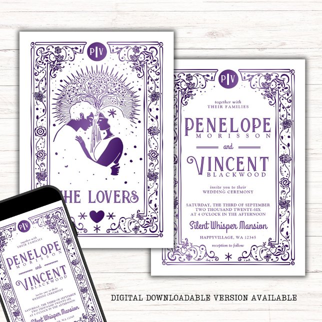 Convite Amantes Cósmicos | Casamento Tarot (Criador carregado)